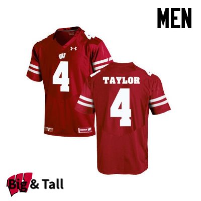 Men's Wisconsin Badgers NCAA #4 A.J. Taylor Red Authentic Under Armour Big & Tall Stitched College Football Jersey PF31Z63FY